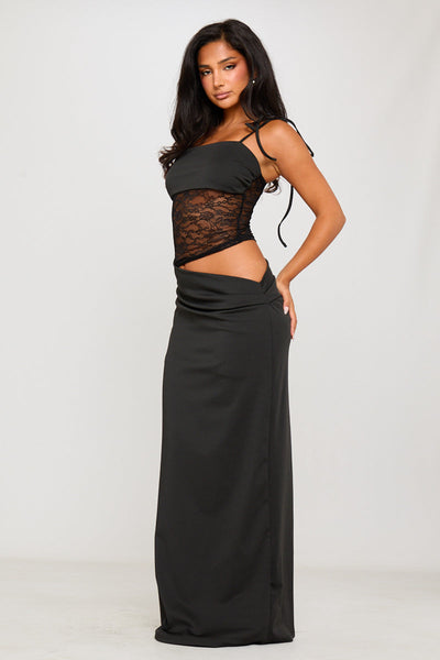 Vestido Maxi Sophia Preto Justo Elegante