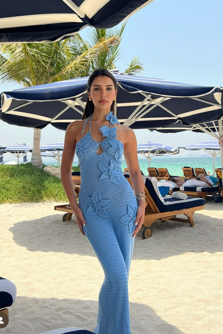 Vestido Maxi Crochê Floral