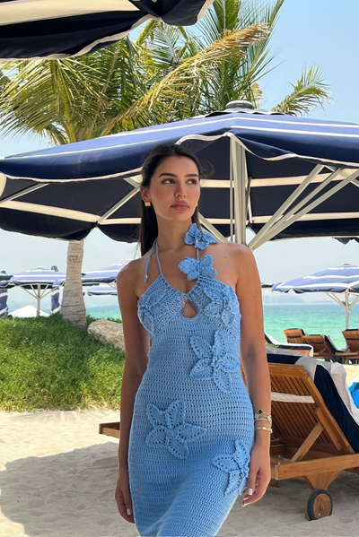 Vestido Maxi Crochê Floral